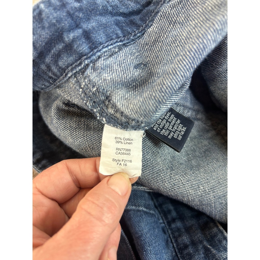 J.Crew Point Sur Wide Leg Jeans Blue Cotton Linen Patch Pocket F2116 Womens 6 - Picture 3 of 7